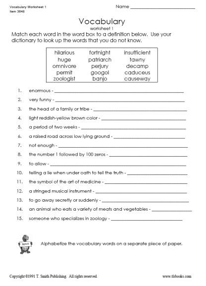 Vocabulary Fun Grade 3 4 Vocabulary Worksheet Vocabulary Worksheets 