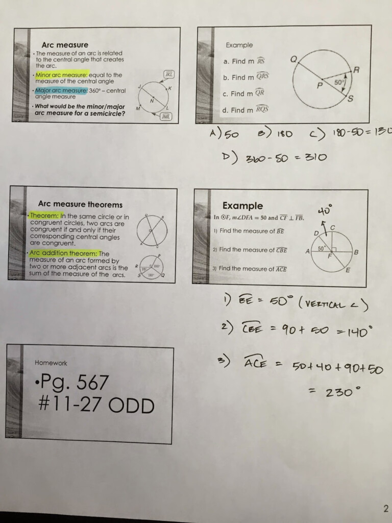 10 2 Skills Practice Measuring Angles And Arcs Worksheet Answers 