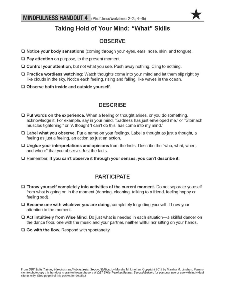 14 DBT Mindfulness Worksheets Worksheeto