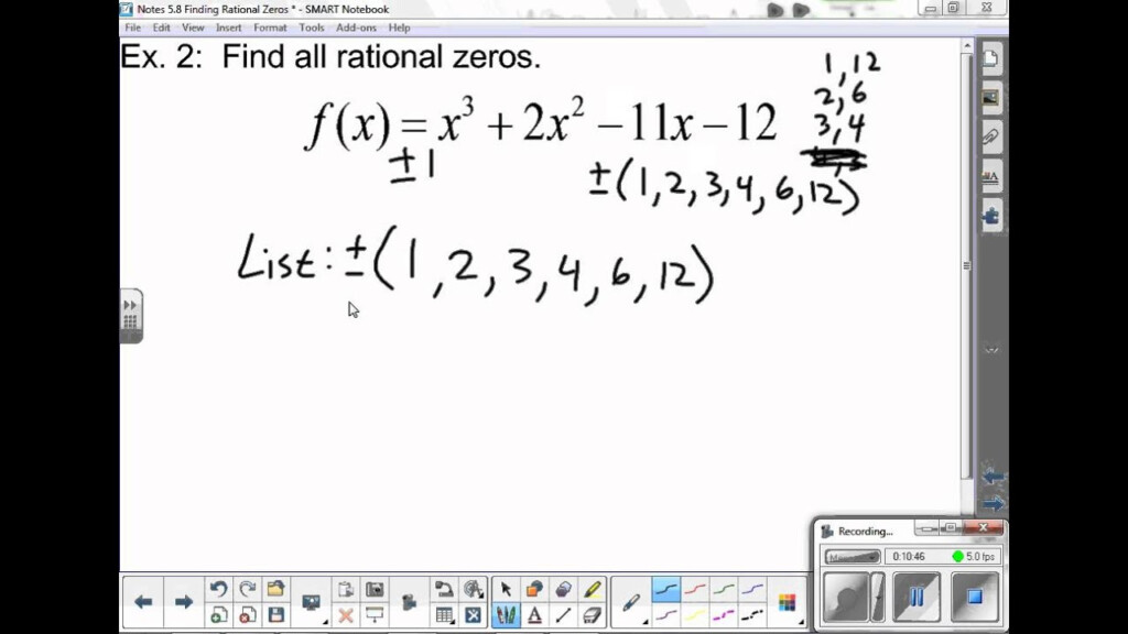 2013 2014 Honors Algebra 2 Notes 5 8 Rational Zero Theorem YouTube