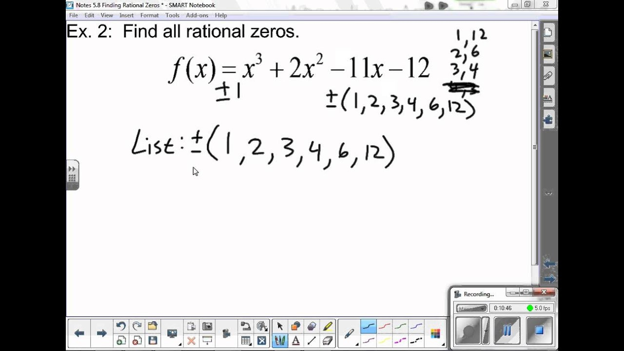 2013 2014 Honors Algebra 2 Notes 5 8 Rational Zero Theorem YouTube