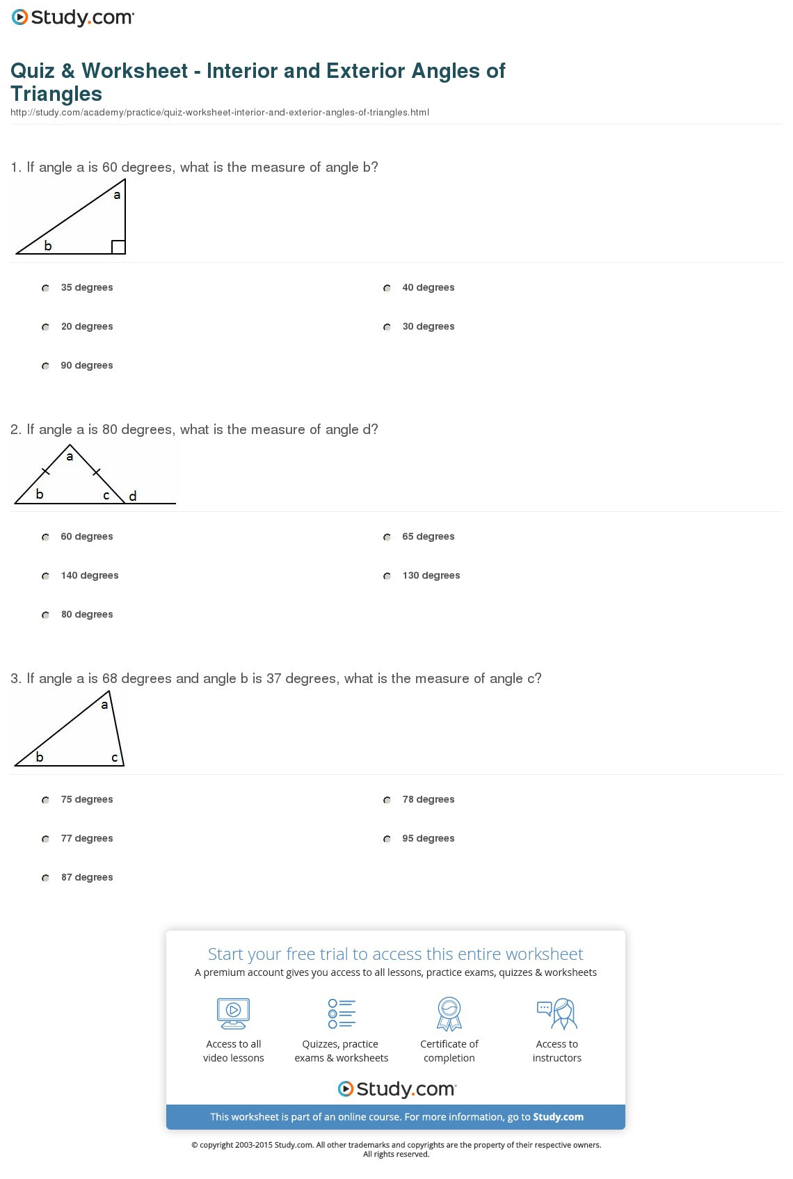 4 2 Skills Practice Angles Of Triangles Worksheet Answers Db excel