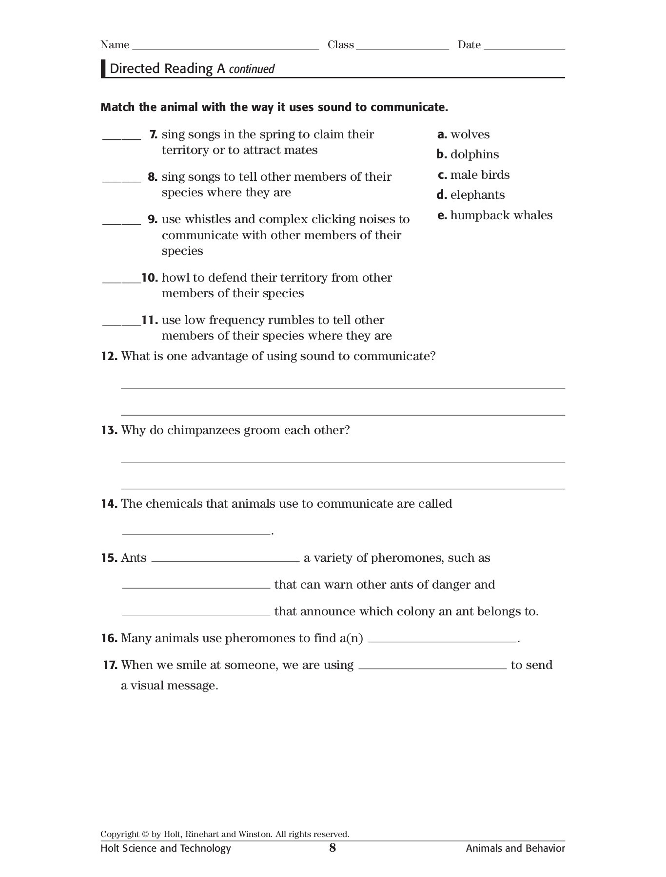 Skills Worksheet Directed Reading A Answers - SkillsWorksheets.com