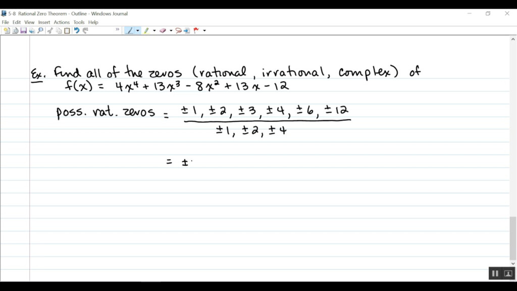 5 8 Rational Zero Theorem YouTube