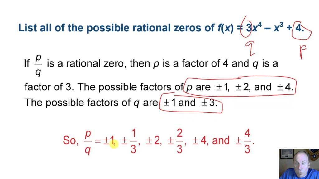 5 8 Study Guide And Intervention Rational Zero Theorem Study Poster