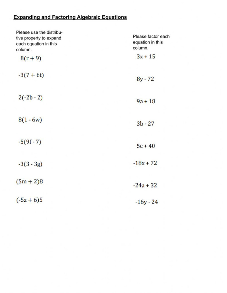 Algebra 24 Factoring Worksheet
