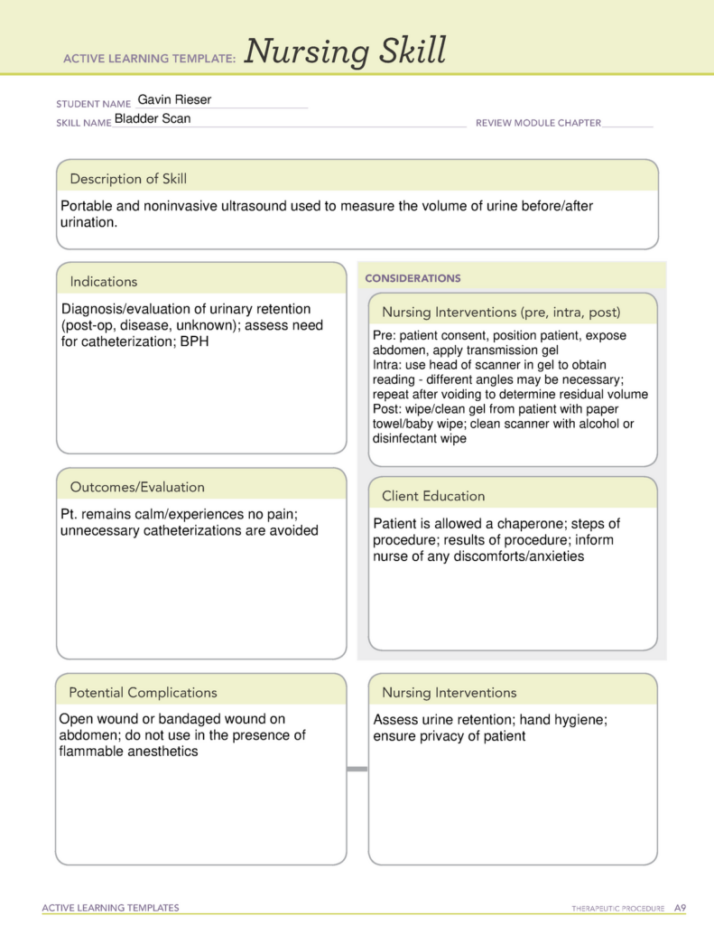 ATI Active Learning Template Nursing Skill