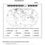 Continents And Oceans Worksheet