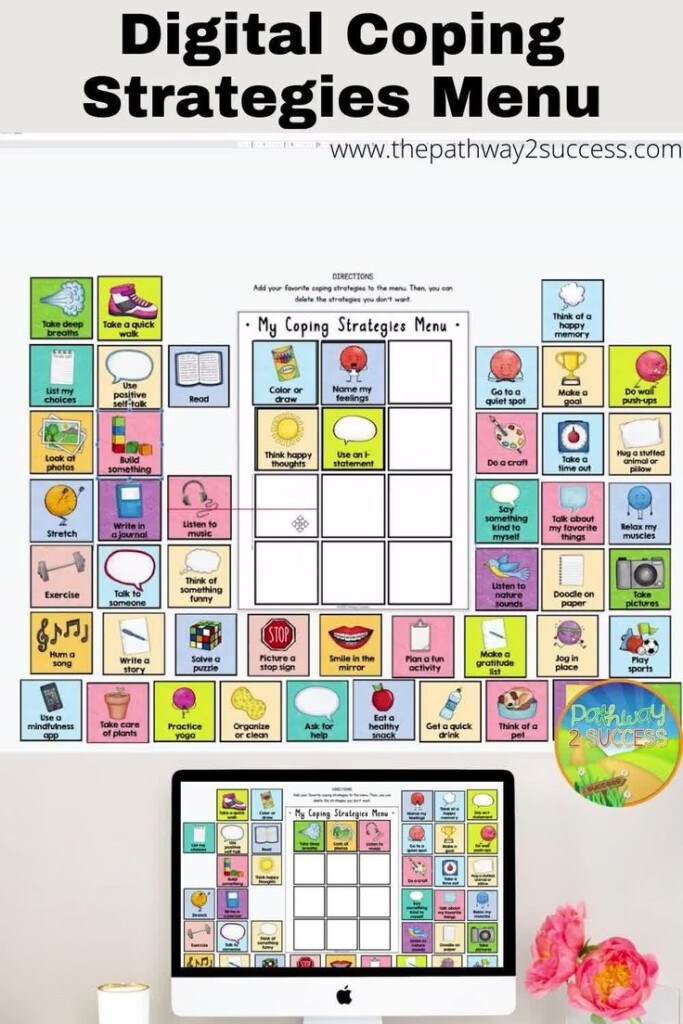 Coping Strategies Menu Digital Print SEL Skills Activity Video 