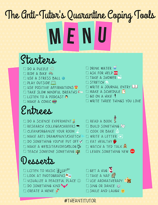 Coping Tools Menu New Mystudypage