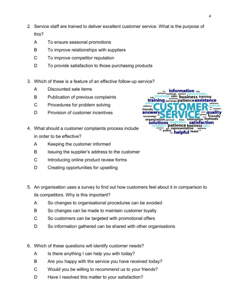 Customer Service Interactive Worksheet