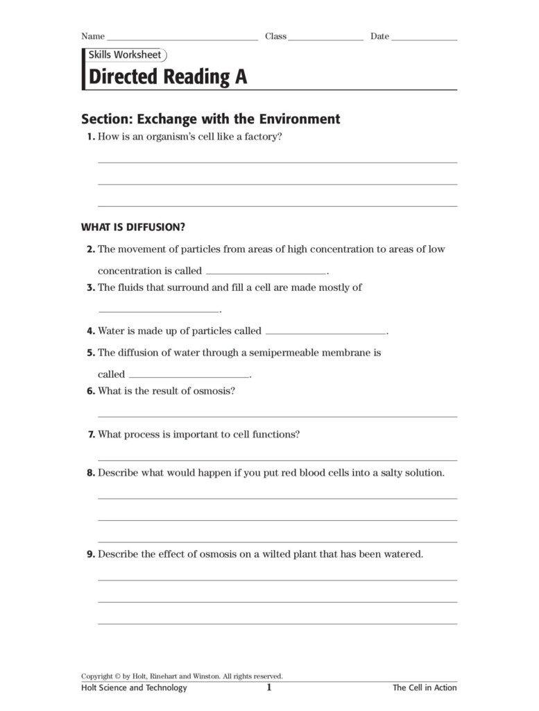 Directed Reading A Answer Key Portal Tutorials