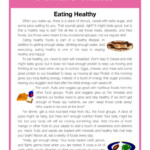 Eating Healthy Health And Fitness Reading Comprehension Worksheet By