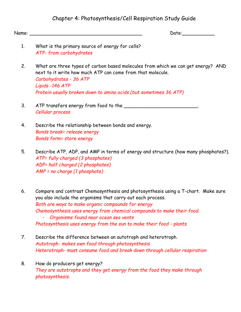 Energy Transfer Worksheets Answers
