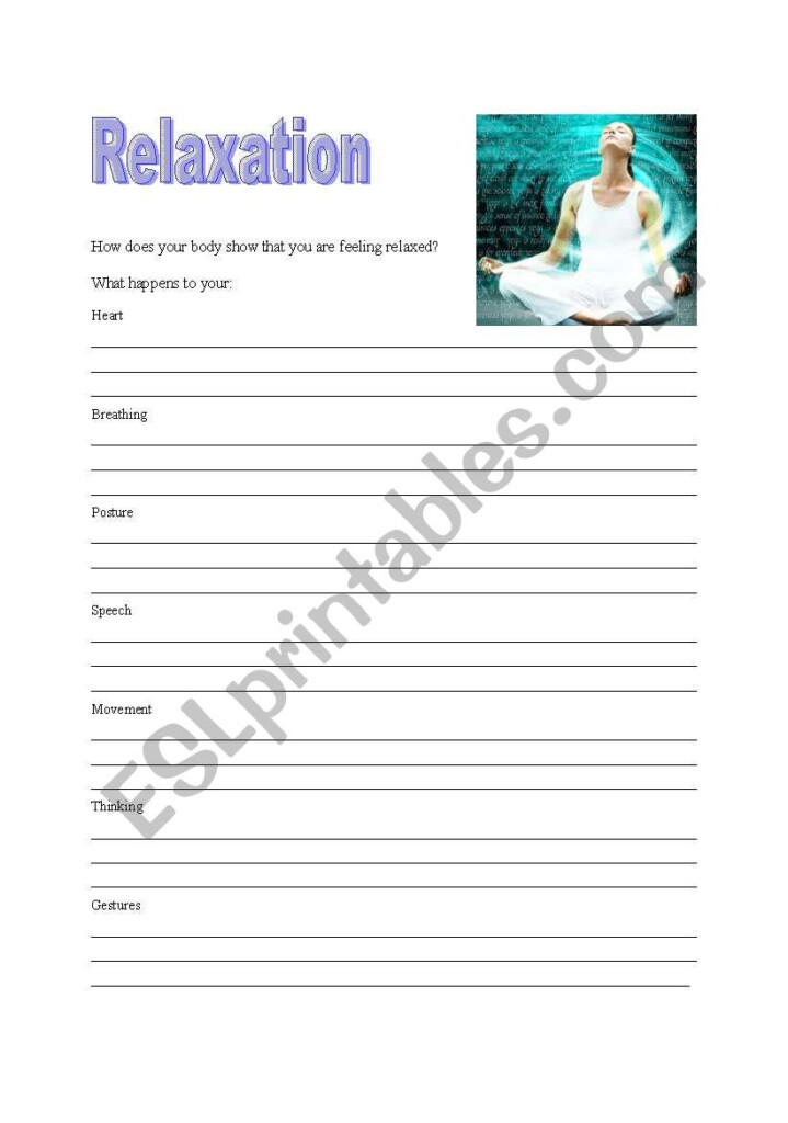 English Worksheets Relaxation Worksheet