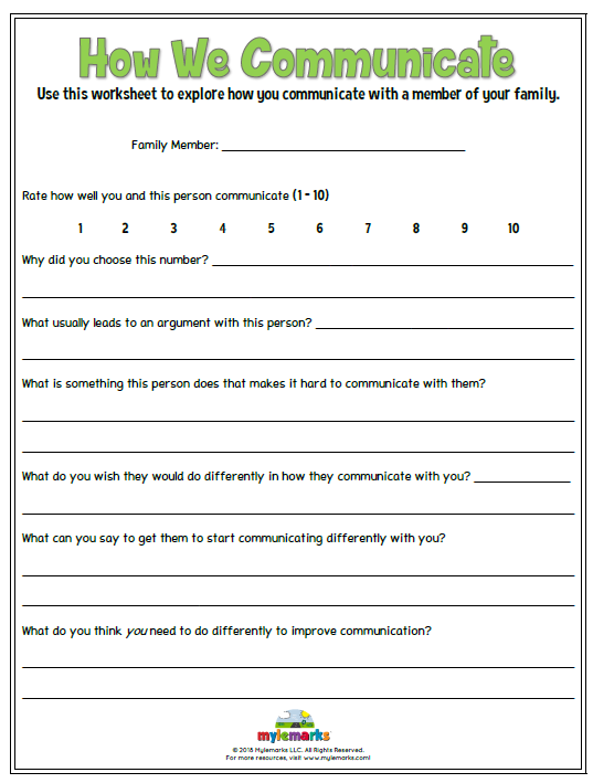 Family Relationships Worksheets For Kids And Teens