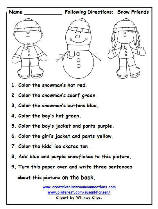 Following Directions Coloring Worksheets 99Worksheets