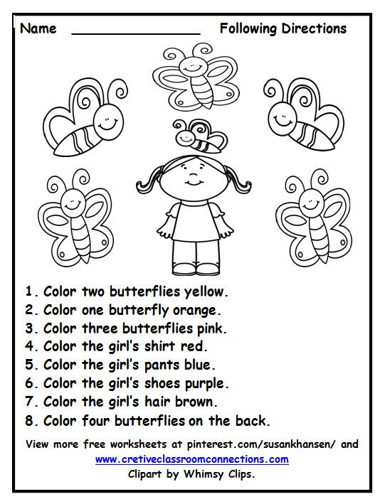 Free Following Directions Worksheet With Color Words Provides A Fun 