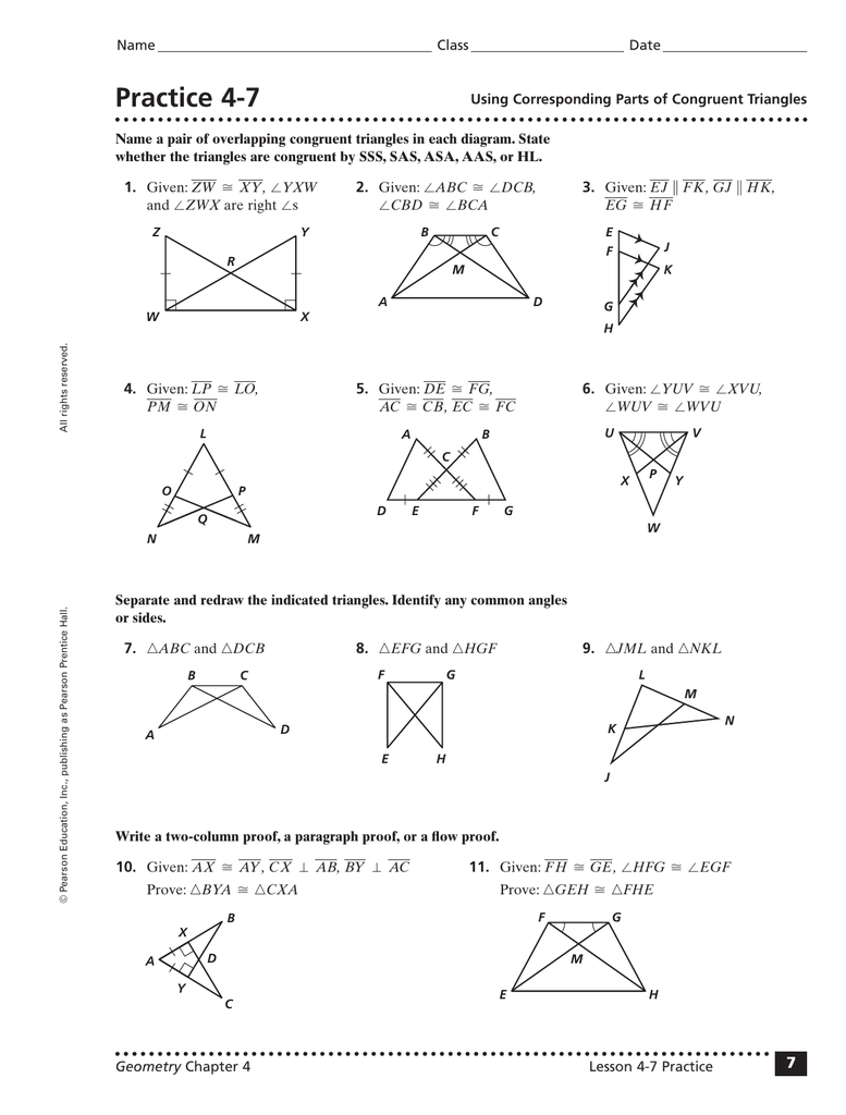 Geometry Worksheet Congruent Triangles Answers Solved Worksheet 