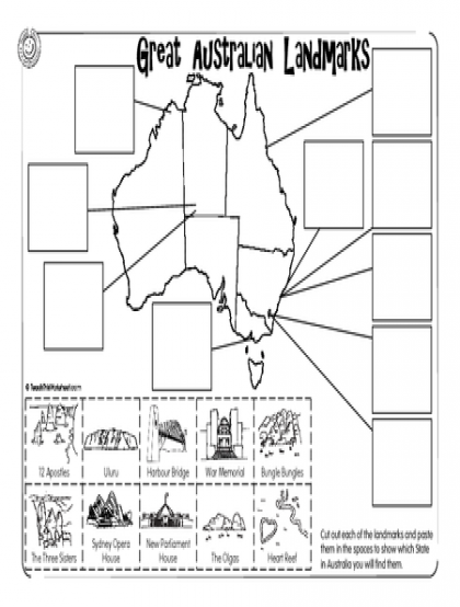 Great Australian Landmarks Geography Activities Australia Map 