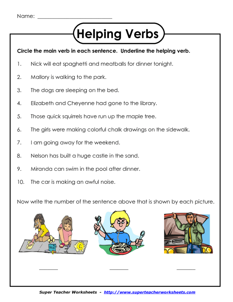 Helping Verbs Worksheet 1st Grade