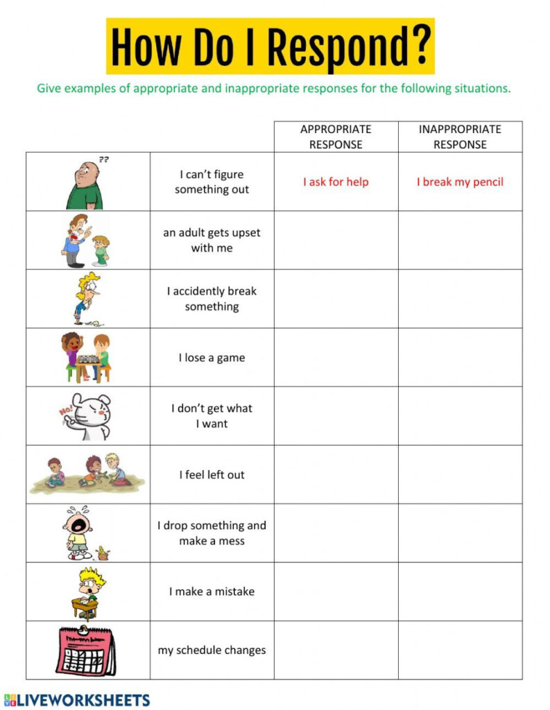 How Do I Respond Interactive Worksheet Teaching Social Skills 