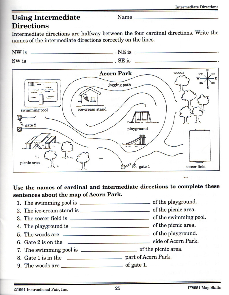 Intermediate Directions Worksheet Social Studies Worksheets Map 