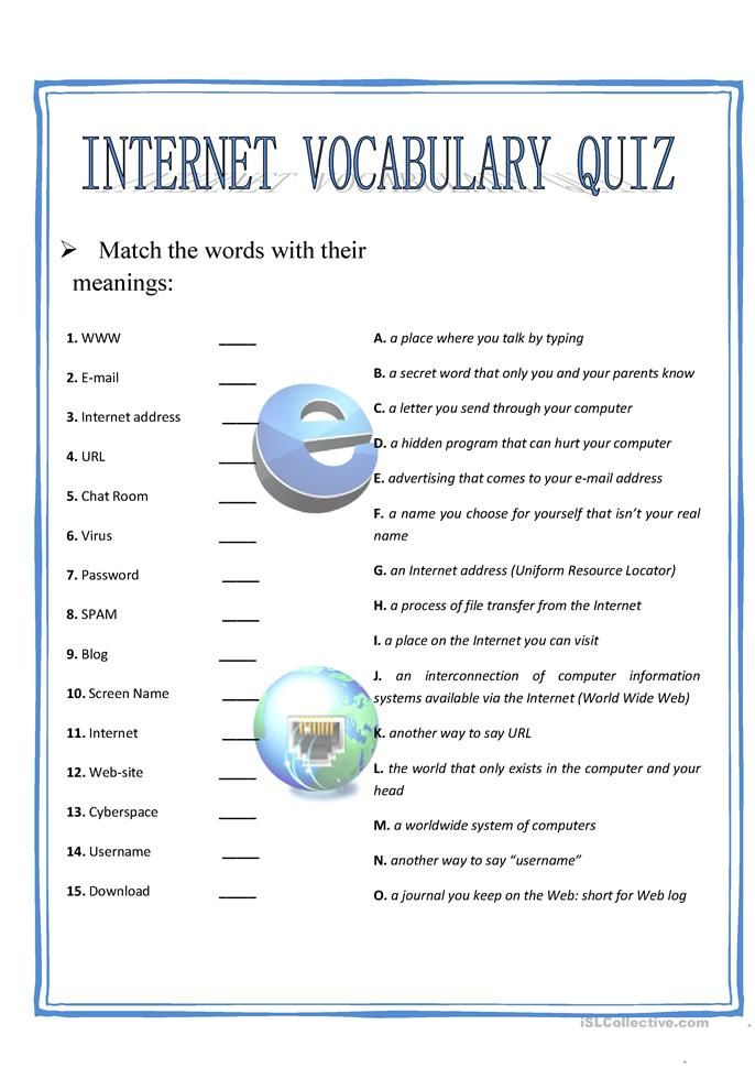 Internet Vocabulary Quiz Worksheet Free ESL Printable Worksheets Made 