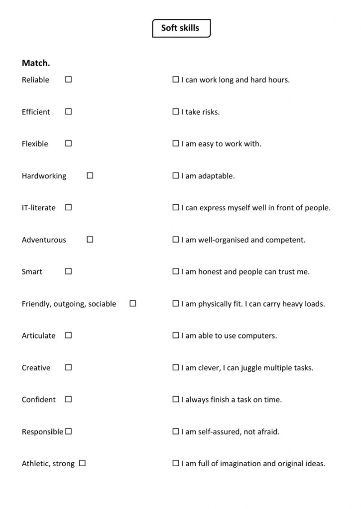 Job Skills And Can Worksheet Job Skills Worksheet Lane Salvador