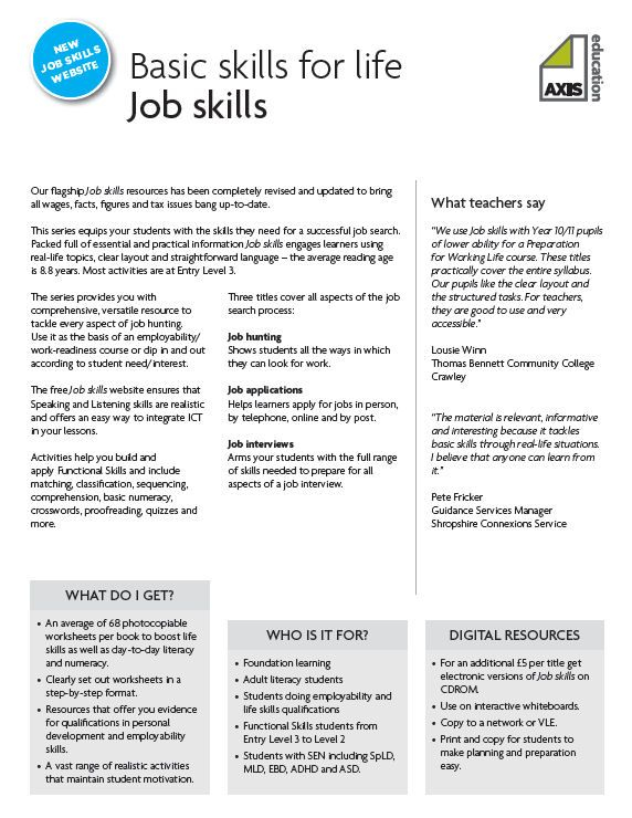 Job Skills And Employability Resources Resources TES Life Skills 