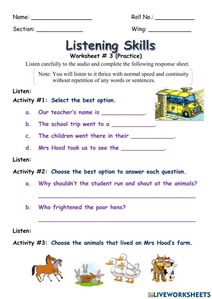 Kids 4 Listening Worksheet For Kids Easy Listening Activity Worksheet 
