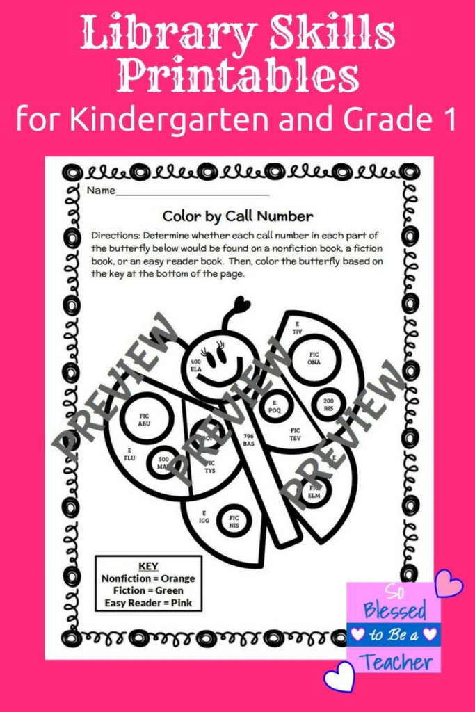 Library Skills Printable Worksheets For Kindergarten And First Grade 