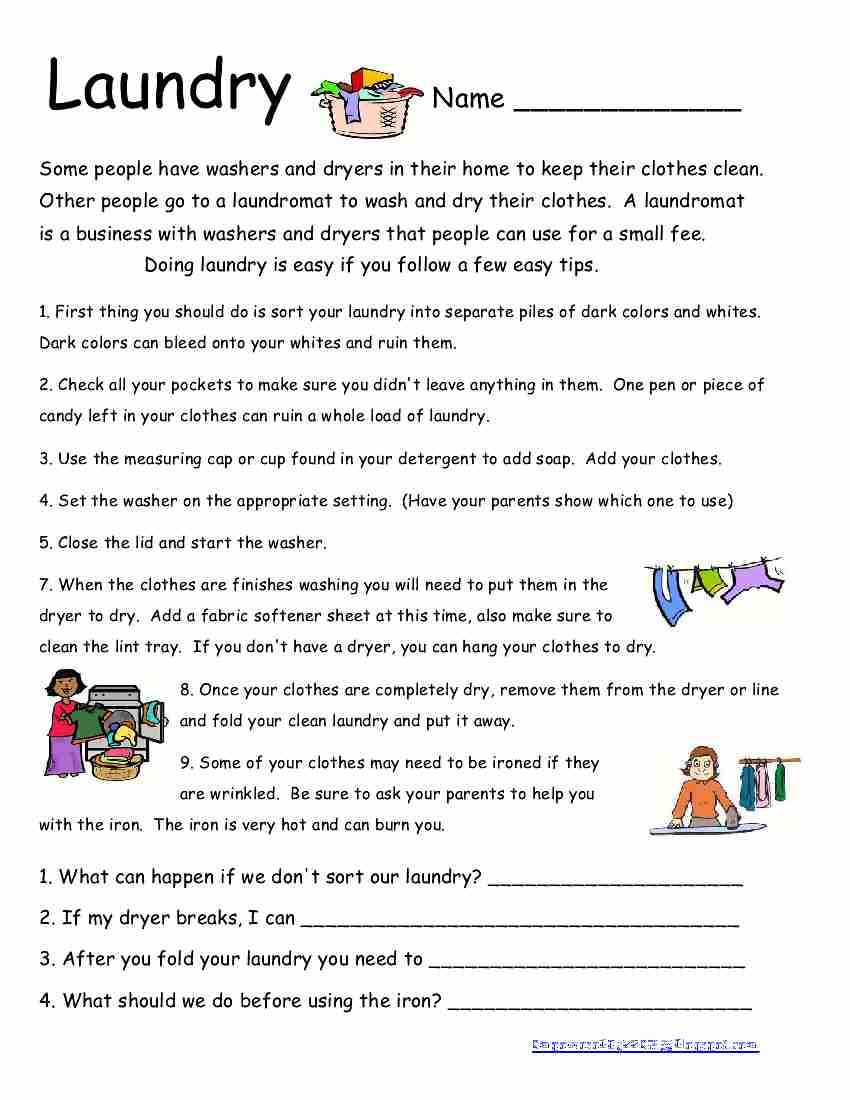 Life Skills Worksheet Free To Print