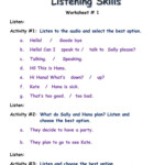 Listening Skills Exercise For Grade 3 Elementary