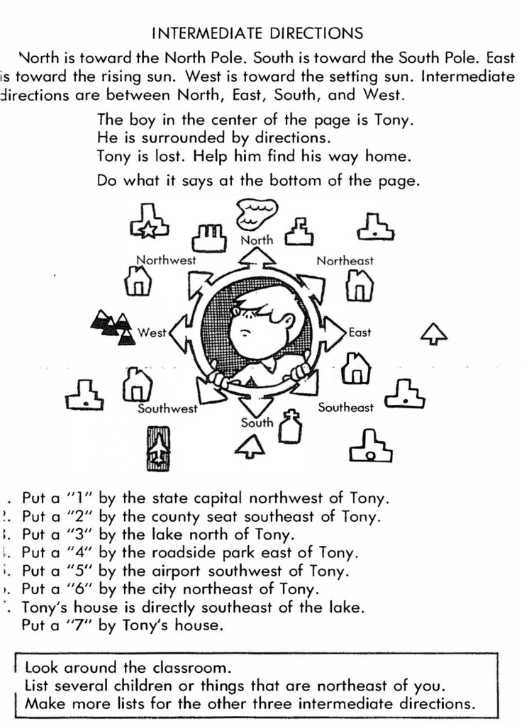 Mapping Skills Intermediate Directions Map Skills Worksheets Map 