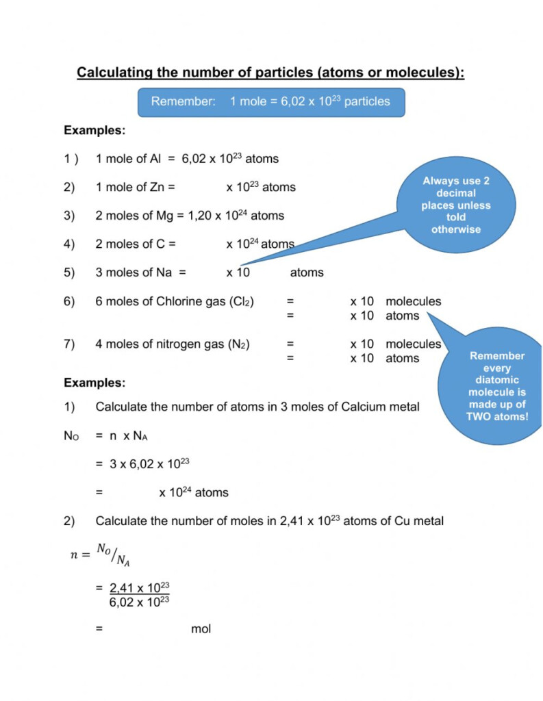 Mole Concept Worksheet