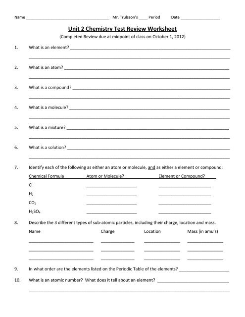 Mole Practice Calculations Worksheet Work