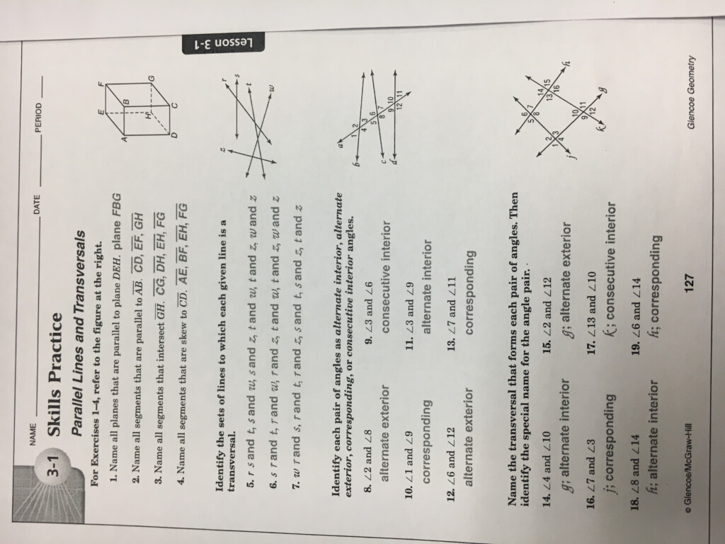 Parallel Lines Cut By A Transversal Worksheet Doc Primitiveinspire