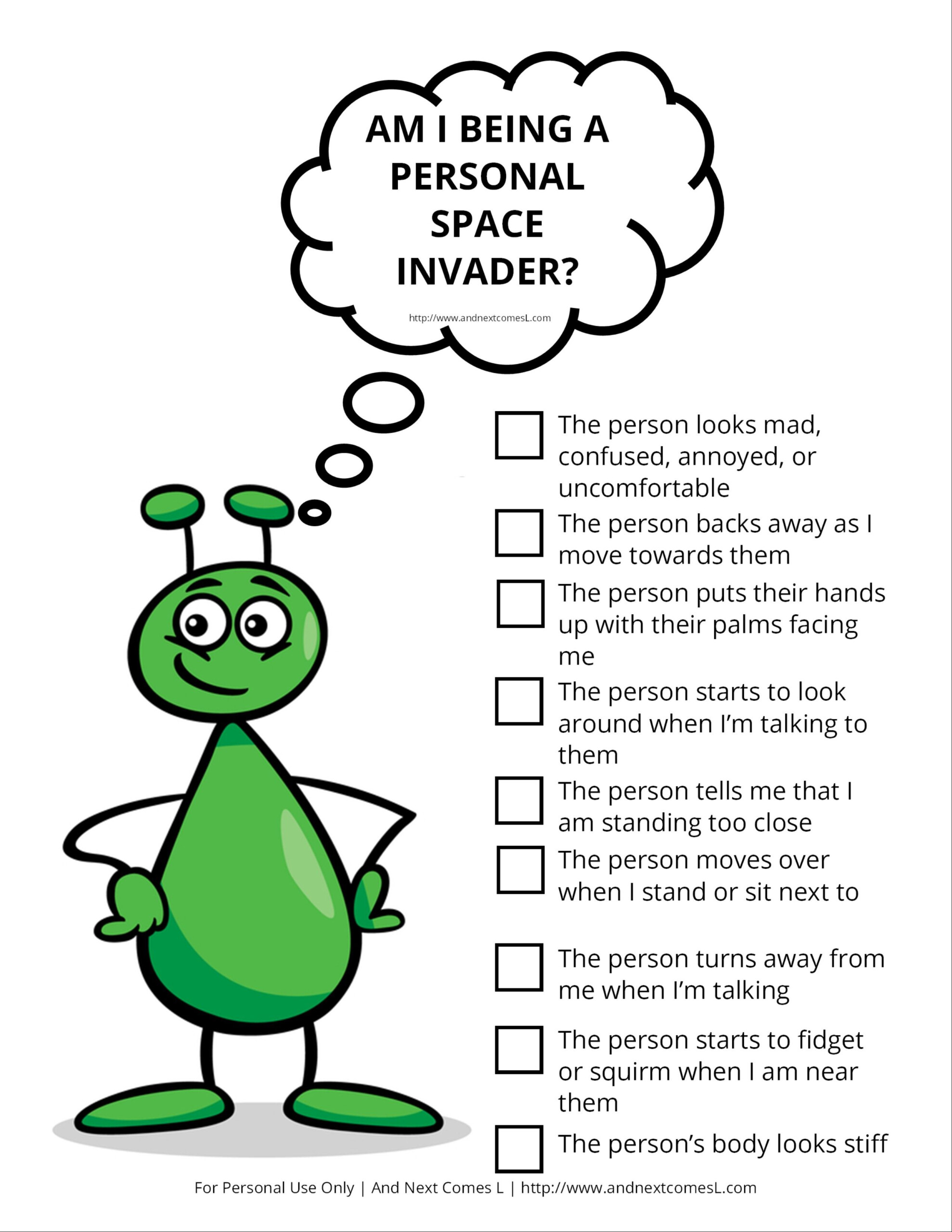 Personal Space Social Skills Worksheets - SkillsWorksheets.com