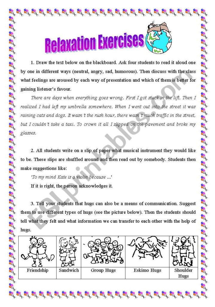 Relaxation Exercises ESL Worksheet By Natashenka