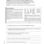 Research And Study Skills Dictionary Glossary Worksheet Dictionary