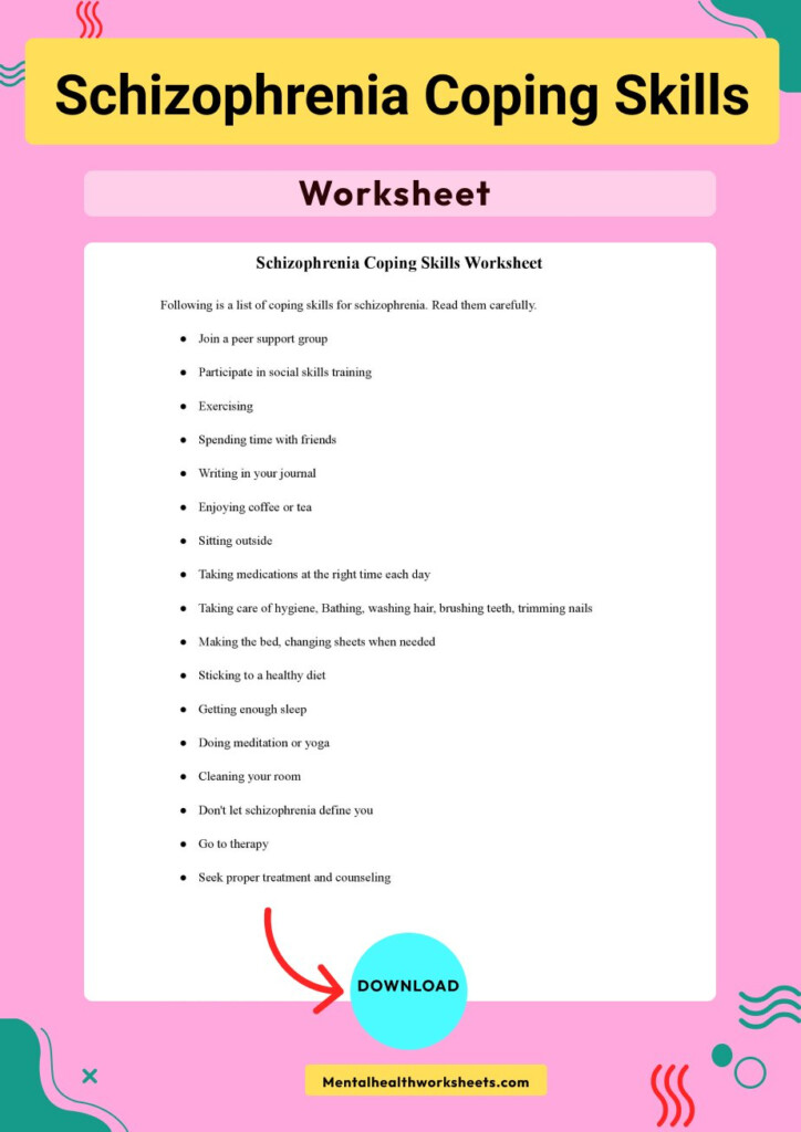 Schizophrenia Coping Skills Worksheet Mental Health Worksheets