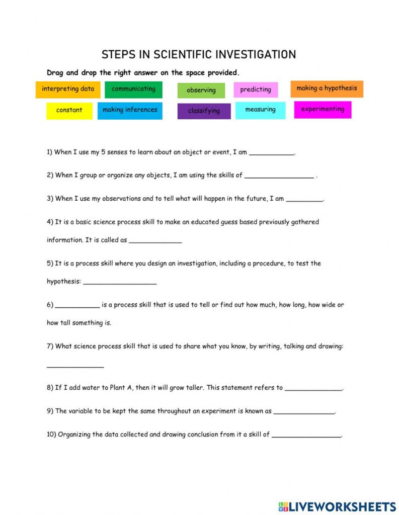 Scientific Process Skills Worksheet Science Process Skill 2 Worksheet 