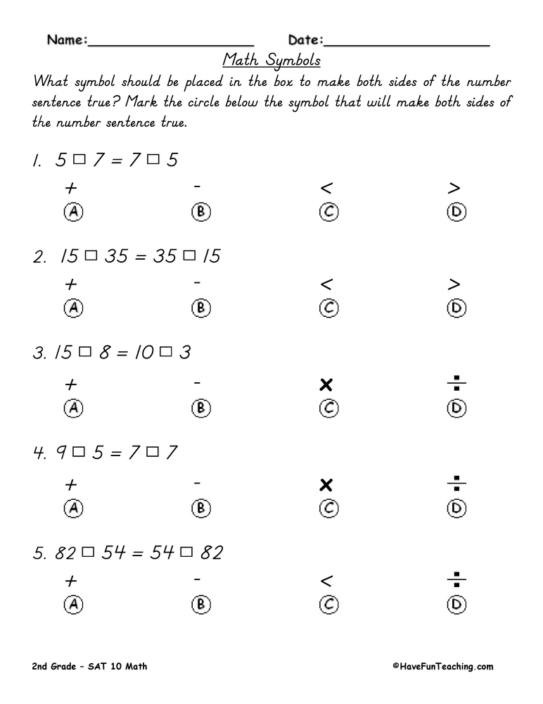 Math Skills Worksheets 2nd Grade SkillsWorksheets