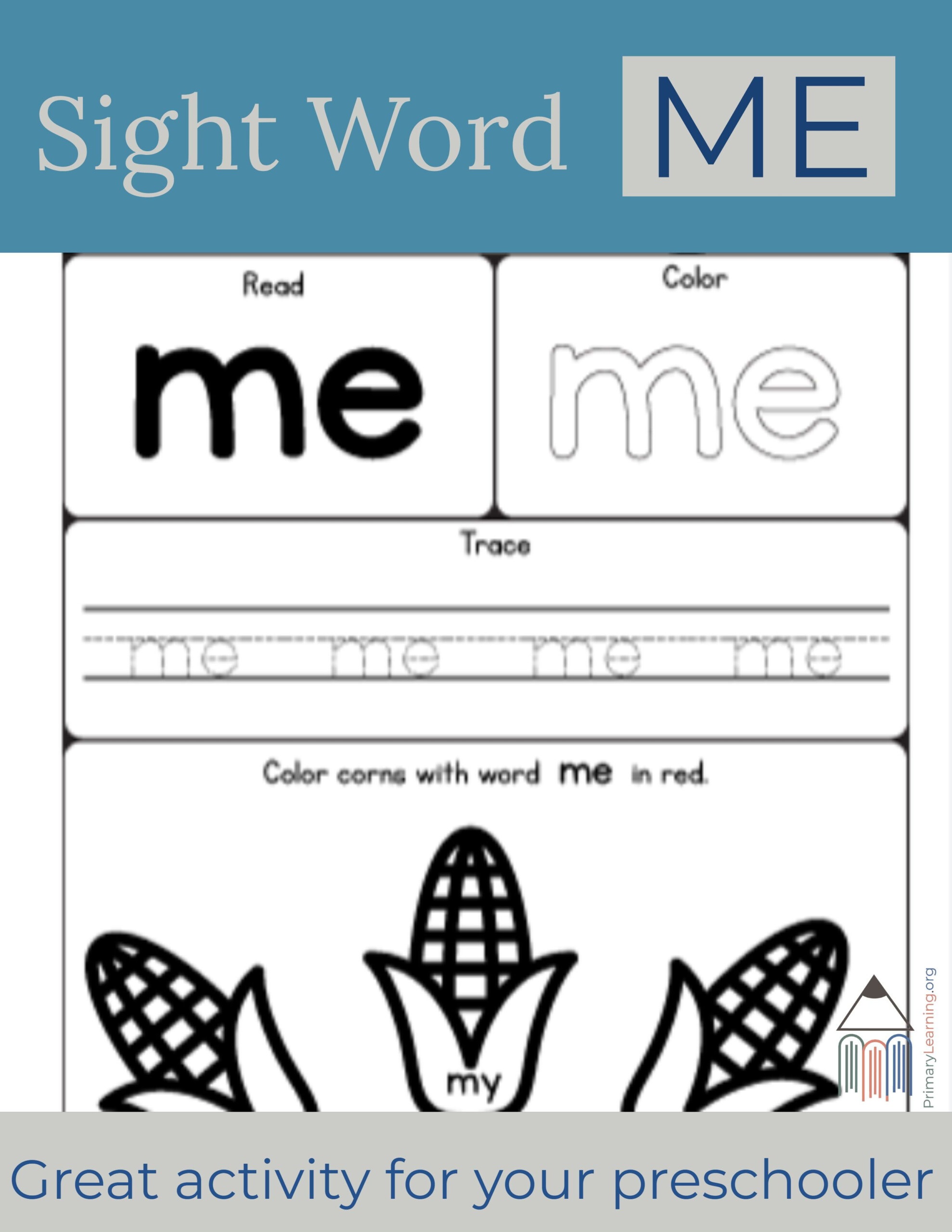 Sight Word Me Worksheet Sight Word Worksheets Kindergarten