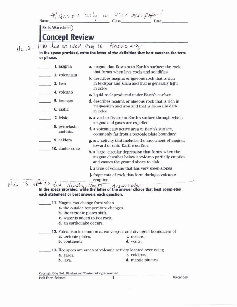 Skills Worksheet Concept Review Answers Db excel