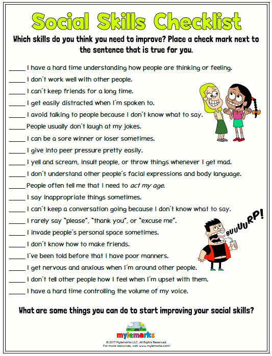 Social Skills Worksheets For Kids And Teens