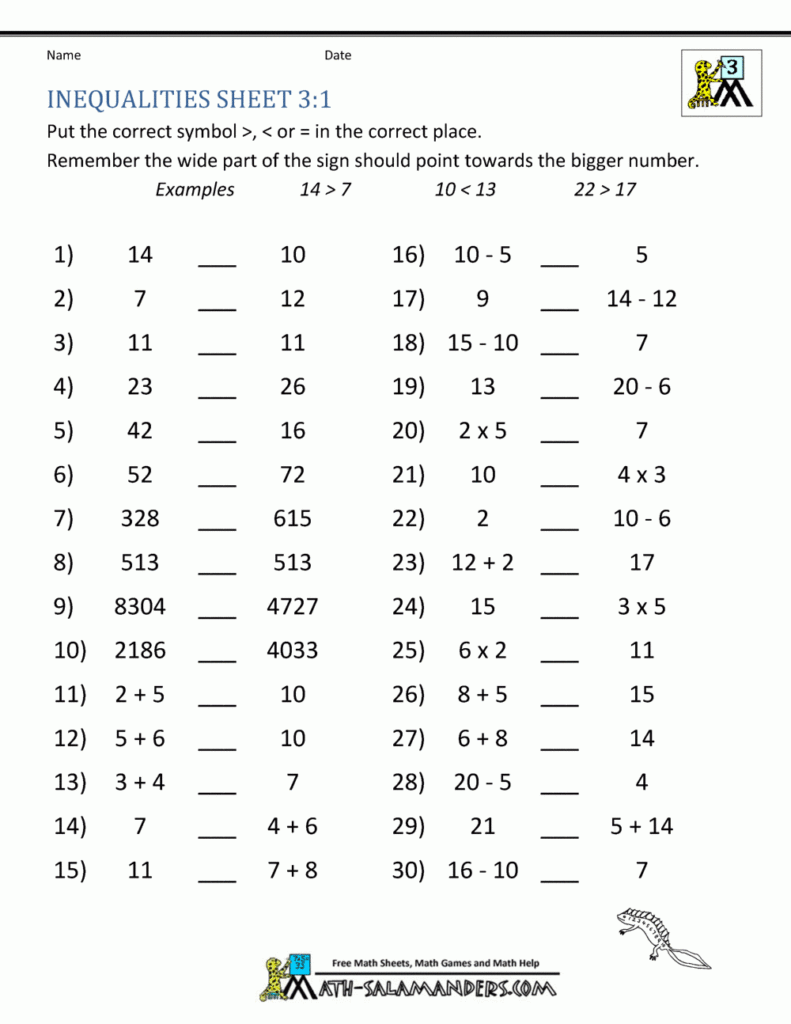 Third Grade Math Practice Rounding Inequalities And Multiples