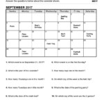 This Worksheet Features A Calendar With Events Posted On Different