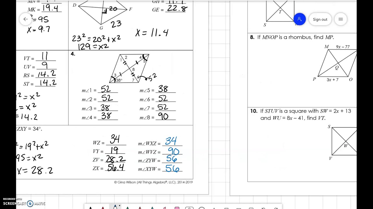 Unit 7 Rhombi And Squares YouTube